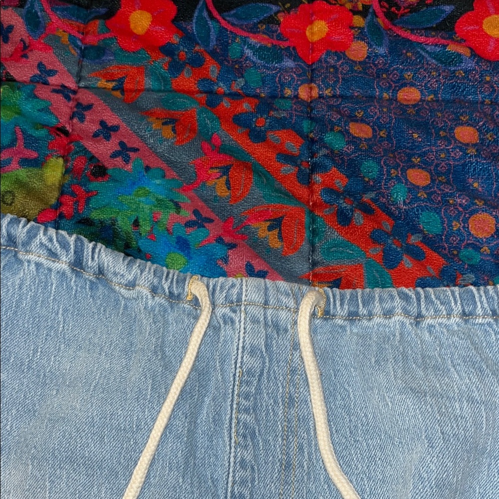 NWT ROXY Cotton Blend Light Blue Summery Jean Shorts with Drawstring Size S - Picture 7 of 12